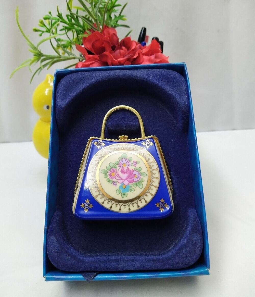 Porcelain Purse 24K Gold Trimmed Hand Painted Classc Collection